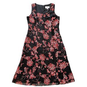STUDIO I Dress Shift Paisley Floral Sleeveless Derby Womens 10P 10 Petite Black